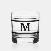 Verre À Whisky monogramme noir et gris fête des pères décorative (Recto)