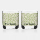 Verre À Whisky Monogramme Nom Sage Green Motif | (Recto)