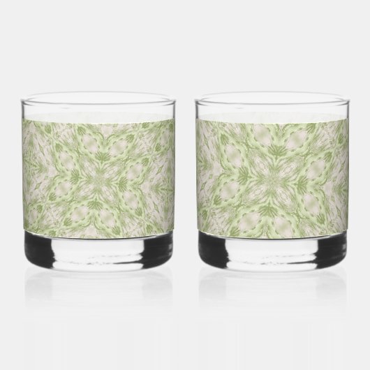Verre À Whisky Monogramme Nom Sage Green Motif | (Verso)