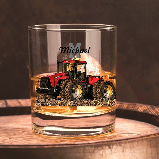 Verre À Whisky Monogramme Nom Tractor Ferme agricole