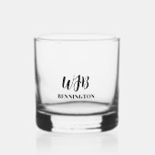 Verre À Whisky Monogramme stylisé noir et nom (Recto)
