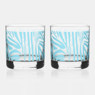 Verre À Whisky Motif Zèbre Bleu