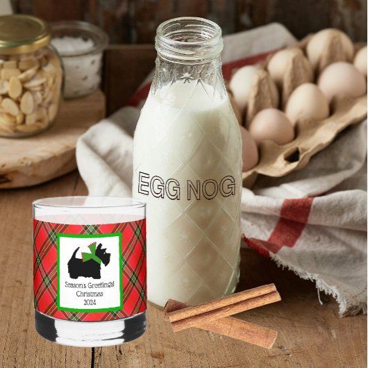 Verre À Whisky Noël customisé Scotty Dog et Tartan Plaid