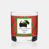 Verre À Whisky Noël customisé Scotty Dog et Tartan Plaid (Recto)
