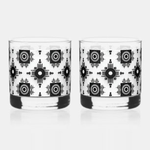 Verre À Whisky Noir et blanc géométrique élégant