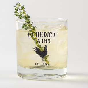 Verre À Whisky Nom de ferme personnalisé du poulet rustique