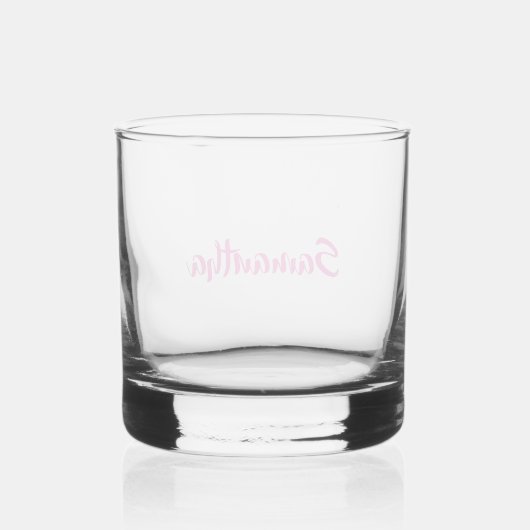 Verre À Whisky Nom du monogramme rose personnalisé (Verso)