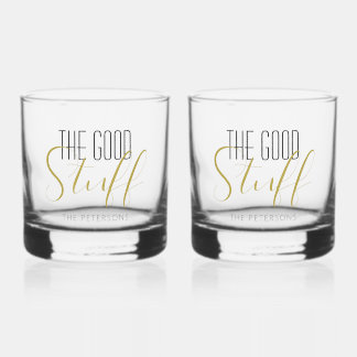 Verre À Whisky Nom élégant moderne cool or et noir