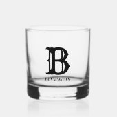 Verre À Whisky Nom et prénom en initiale stylisée noire (Recto)