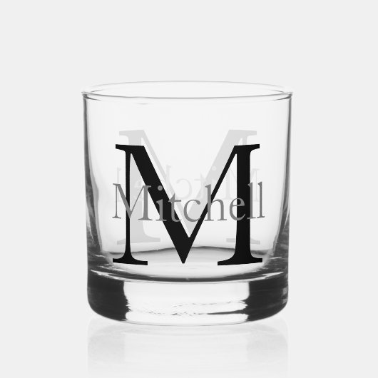 Verre À Whisky Nom monogramme simple Personnalisé (Recto)