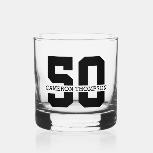 Verre À Whisky Nom personnalisé 50e anniversaire Moderne (Recto)