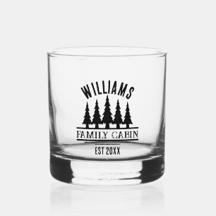Verre À Whisky Nom personnalisé de cabane de famille de forêt rus