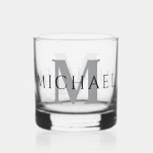 Verre À Whisky Nom personnalisé simple moderne Monogramme initial (Verso)