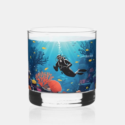 Verre À Whisky Noms Personnalisés Scuba Diver (Recto)