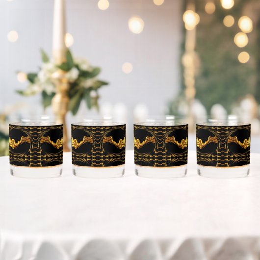 Verre À Whisky Opulent Swirl Liquid Gold Black Monochrome Designe (Insitu (Mariage))