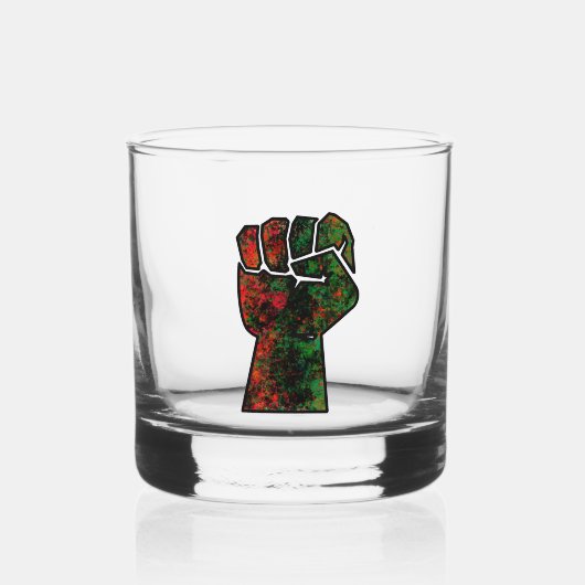 Verre À Whisky orgueil noir poing vert rouge pan drapeau africain (Recto)