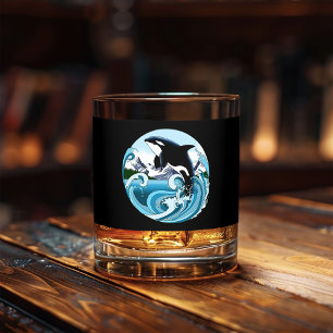 Verre À Whisky Orque Majestueux Baleine Tueuse Vagues Bleues Océa