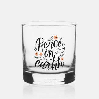 Verre À Whisky Paix sur Terre Design Floral