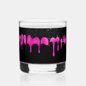 Verre À Whisky Parties scintillant de séchage rose et noir chaud (Verso)