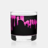 Verre À Whisky Parties scintillant de séchage rose et noir chaud (Gauche)