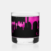 Verre À Whisky Parties scintillant de séchage rose et noir chaud (Droite)