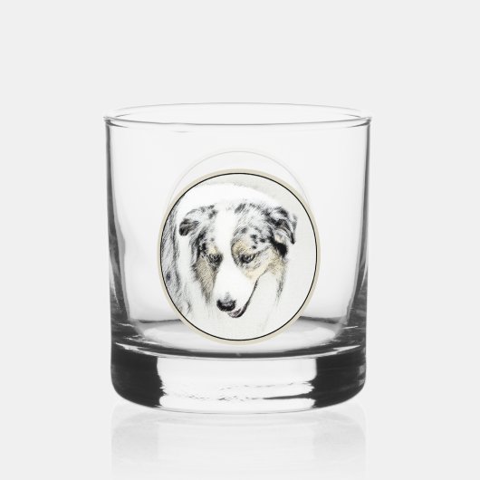 Verre À Whisky Peinture de berger australien - Art original de ch (Recto)