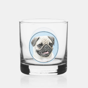 Verre À Whisky Peinture de carlin - Joli art original de chien