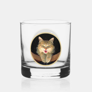 Verre À Whisky Peinture de chat fou - Joli art de chat original