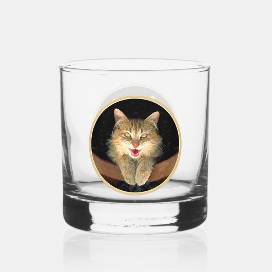 Verre À Whisky Peinture de chat Mad - Cute Original Cat Art (Recto)
