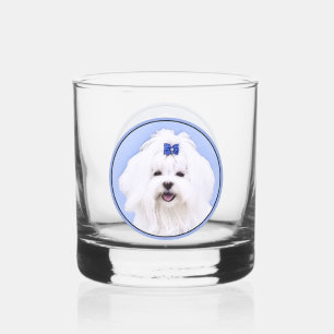 Verre À Whisky Peinture maltaise - Joli art original pour chien