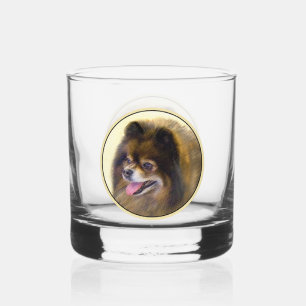 Verre À Whisky Peinture Poméranienne Noir et Tan Art Chien origin
