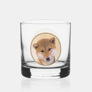 Verre À Whisky Peinture Shiba Inu (Rouge) - Art Chien original