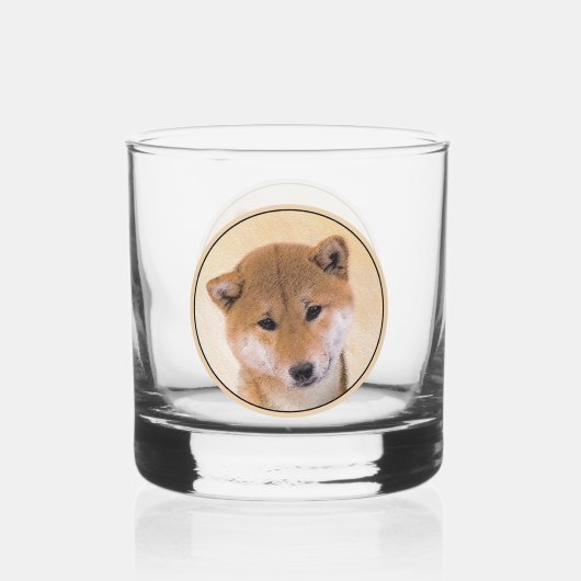 Verre À Whisky Peinture Shiba Inu (Rouge) - Art Chien original (Recto)