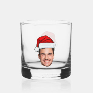 Verre À Whisky Père Noël Chapeau de Noël Photo de Visage Personna