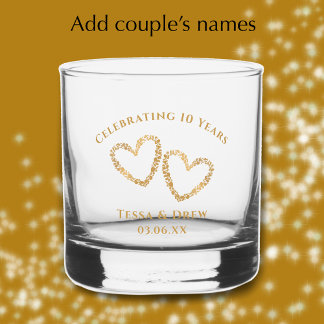 Verre À Whisky Personalized Modern Gold 10th Wedding Anniversary