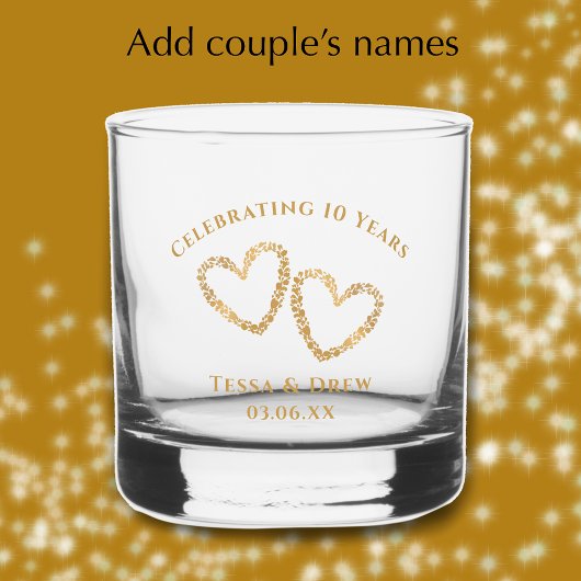 Verre À Whisky Personalized Modern Gold 10th Wedding Anniversary