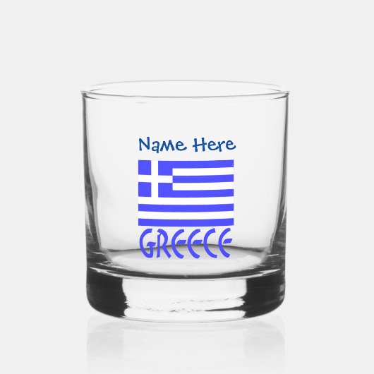 Verre À Whisky Personnalisation bleue de la Grèce et du drapeau g (Recto)