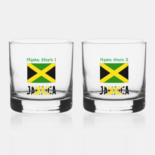 Verre À Whisky Personnalisation verte du drapeau jamaïcain (Recto)