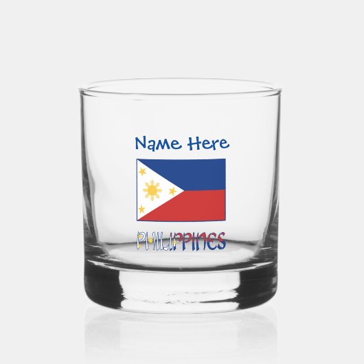 Verre À Whisky Philippine Drapeau bleu Personnalisation (Recto)