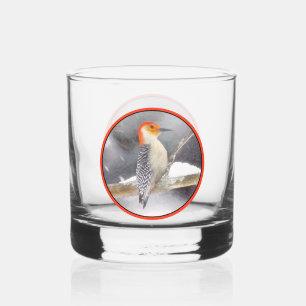 Verre À Whisky Pichette à ventre rouge Peinture Oiseaux Art origi