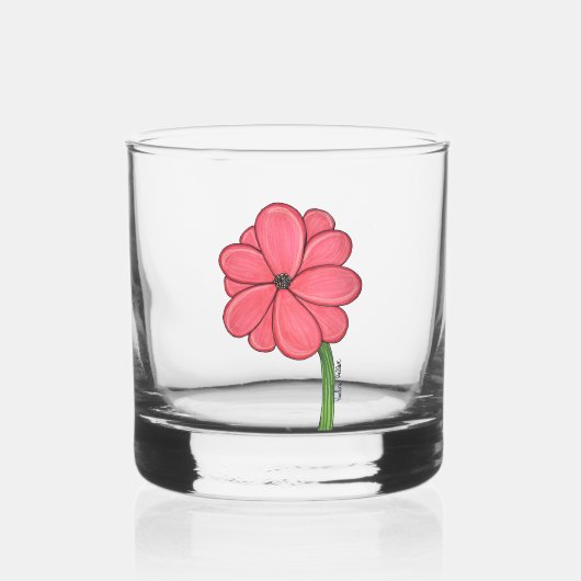 Verre À Whisky Pink Flower Full with Blue background (Recto)