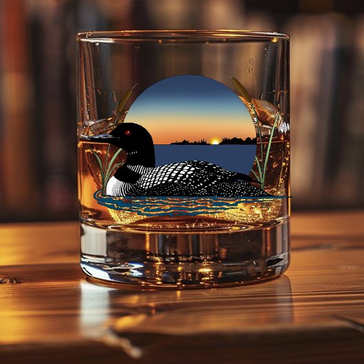 Verre À Whisky Plongeon commun serein Coucher de soleil Bleu Faun