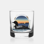 Verre À Whisky Plongeon commun serein Coucher de soleil Bleu Faun (Recto)