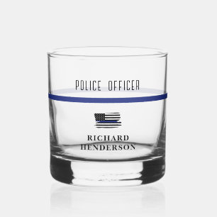 Verre À Whisky Policier personnalisé Ligne Bleue Mince