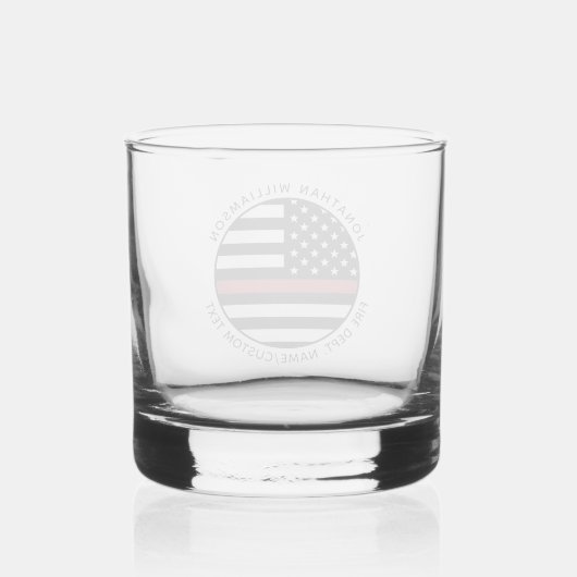Verre À Whisky Pompier personnalisé Mince Red Line USA Drapeau (Verso)