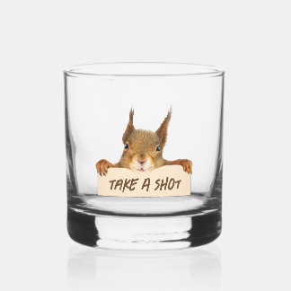 Verre À Whisky Prendre Un Tir Drôle Écureuil Visage Personnalisab