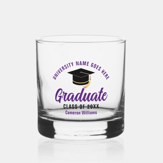 Verre À Whisky Purple College Graduation Custom 2025 Graduate (Recto)