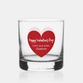 Verre À Whisky Saint Valentin au coeur blanc rouge (Recto)