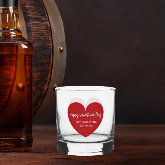 Verre À Whisky Saint Valentin au coeur blanc rouge