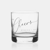 Verre À Whisky Salutations minimum noir blanc Script personnalisé (Recto)